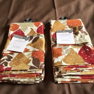 New unopened 8 Threshold Napkins 100% Cotton 20” x 20” Rust, Gold, Brown etc.